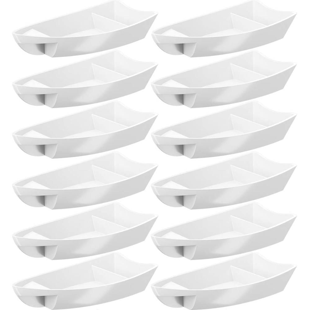 Kit 12 Barcas para Sushi Comida Japonesa Oriental Restaurante Bar Coza Plástico 27,5x13cm Brancas