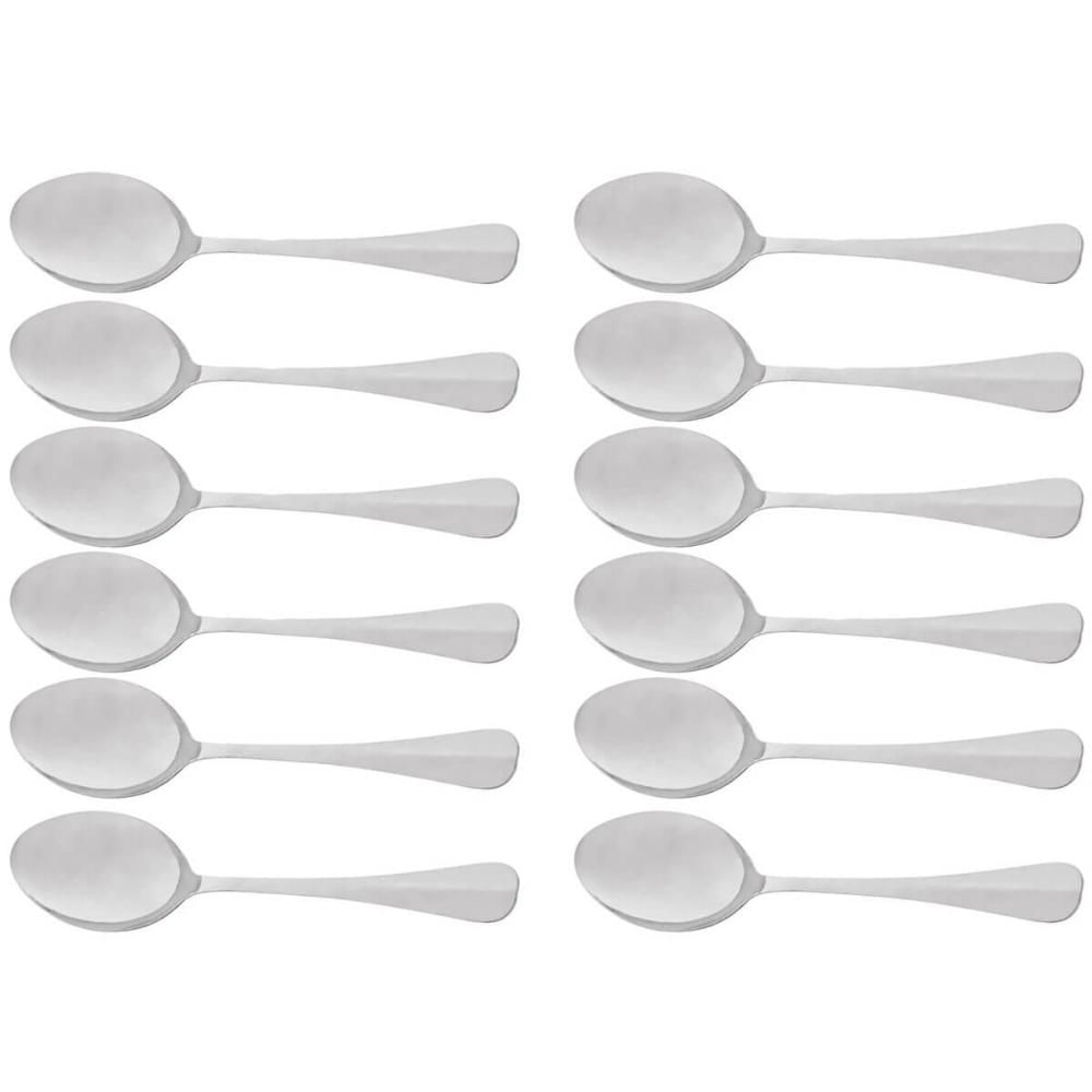 12 Colheres Inox Servir Positano 26cm Lyor Restaurante Colher Arroz Sobremesas Assados