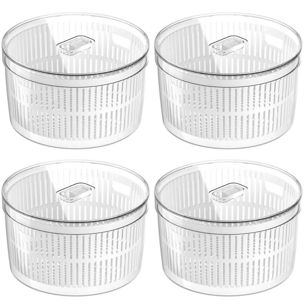 4 Organizadores Verduras Saladas Geladeira 5,5l Clear Fresh Cesto Restaurantes