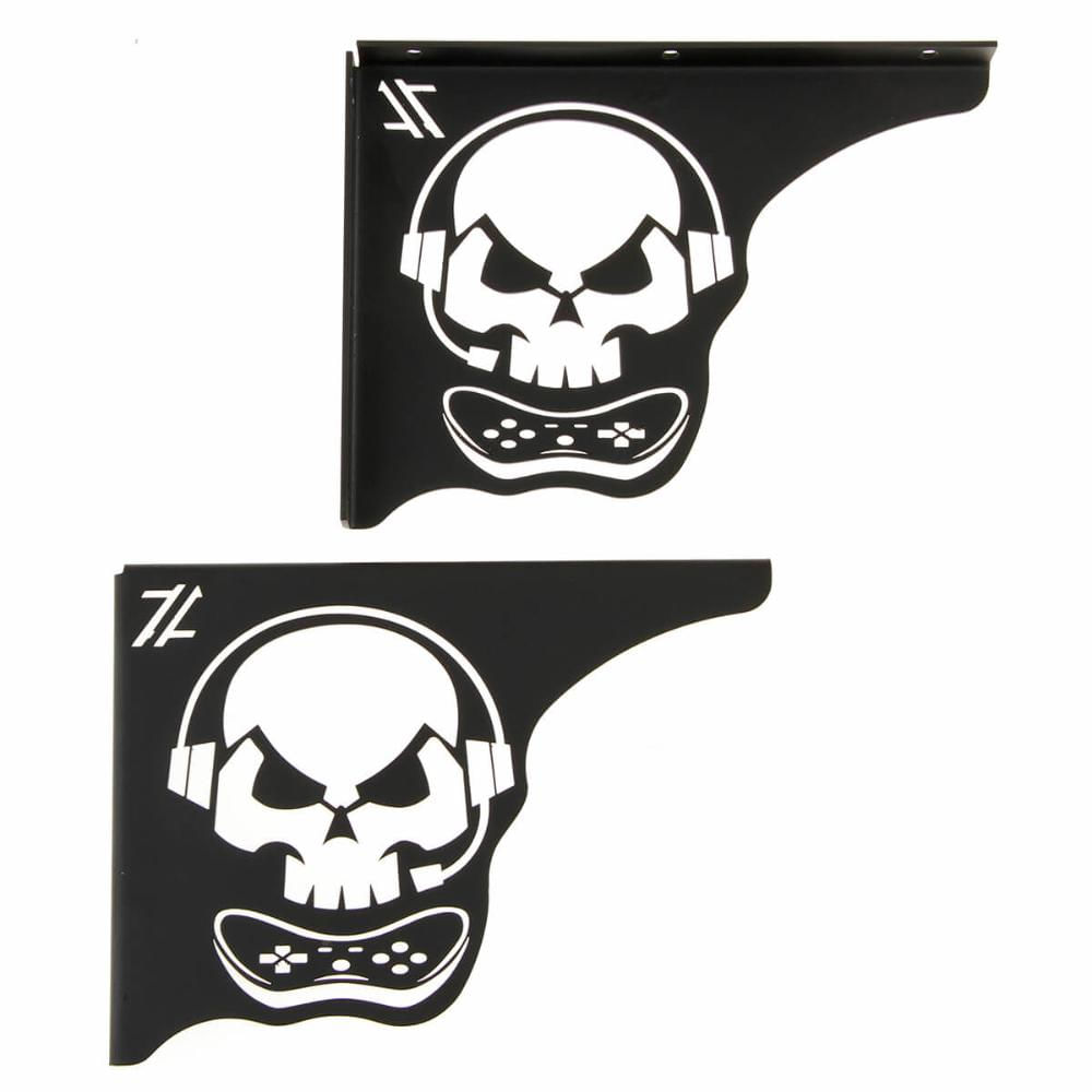 Mão Francesa Aço Preta 20cm Caveira Gamer Decorativa para Prateleira Zarg