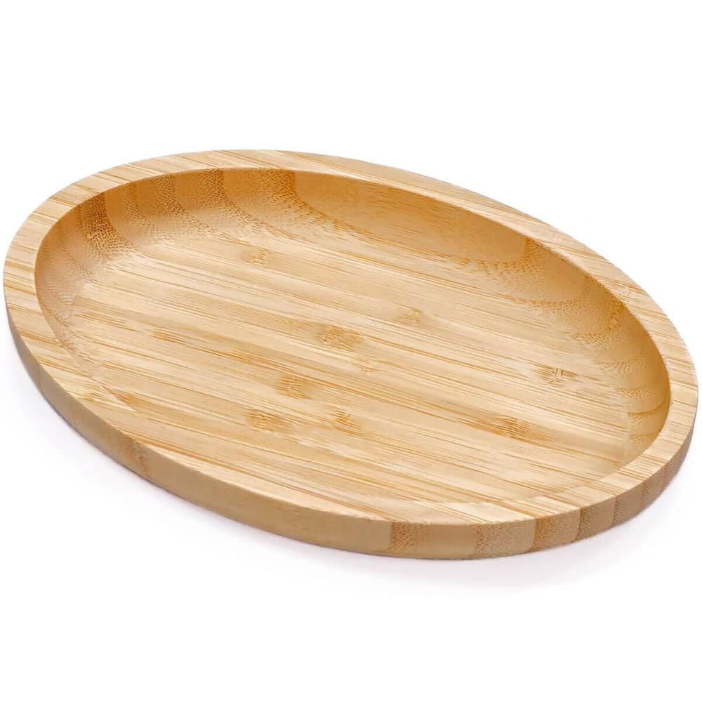24 Bandejas Bambu Oval Travessa 23x15cm Plasvale Petisqueiras Multiuso Restaurante
