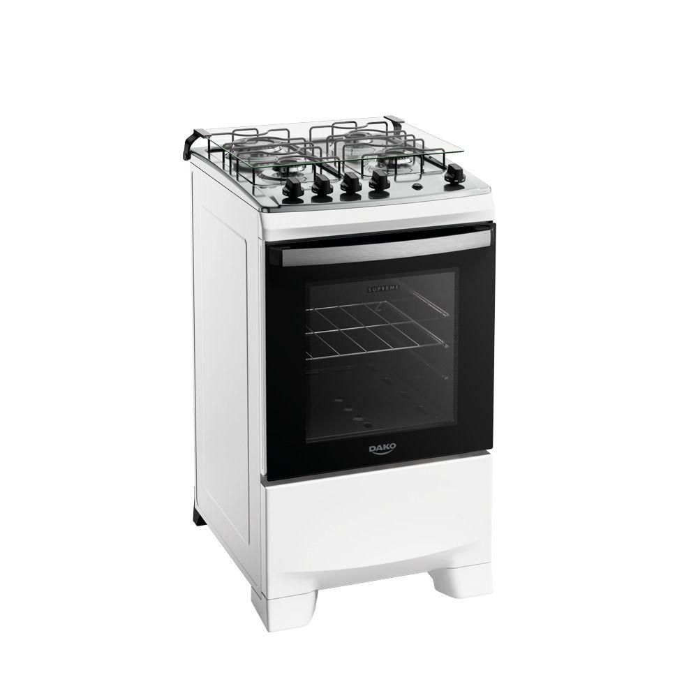Fogão Dako Supreme Glass 4 Bocas a Gás com Acendimento Automático Branco - Bivolt