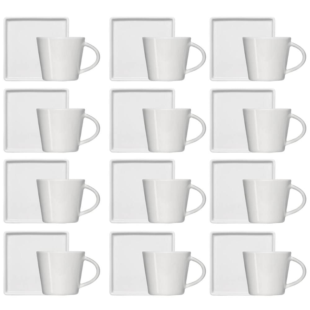Conjunto 12 Xícaras Café Chá Porcelana Branca 185ml Píres Quadrado Americana Germer
