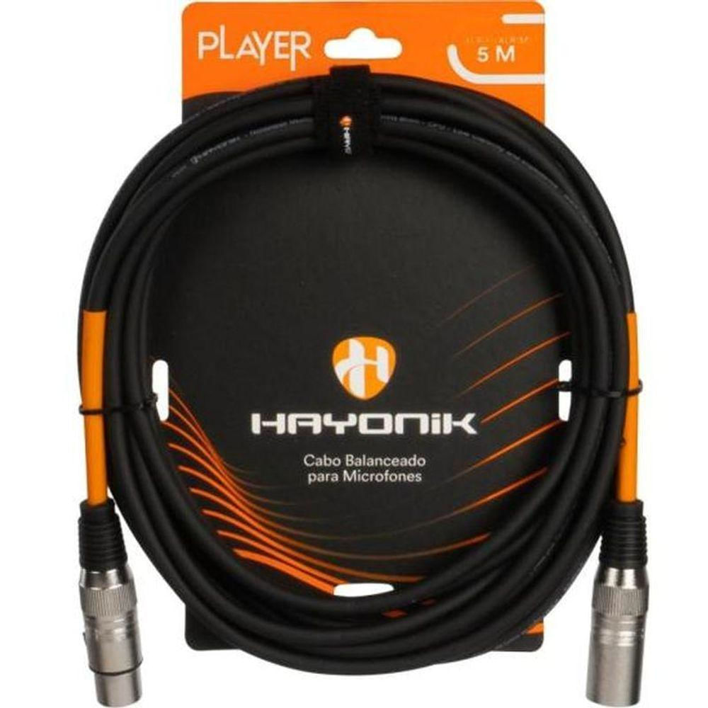 Cabo Para Microfone Player Xlr(f) X Xlr(m) 5m Preto Hayonik