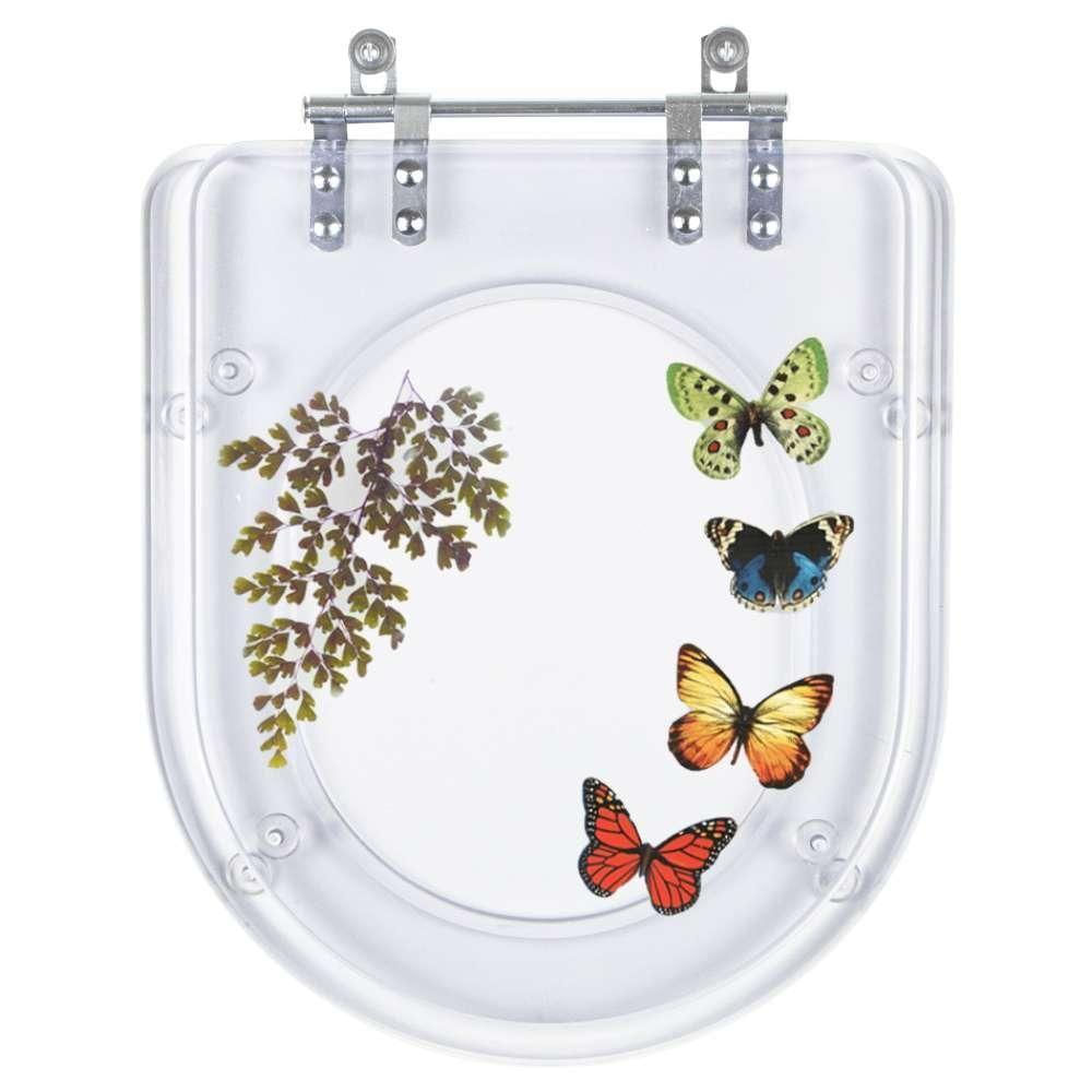 Tampa De Vaso Poliéster Decorada Borboleta Carrara Transparente Para Louça Deca