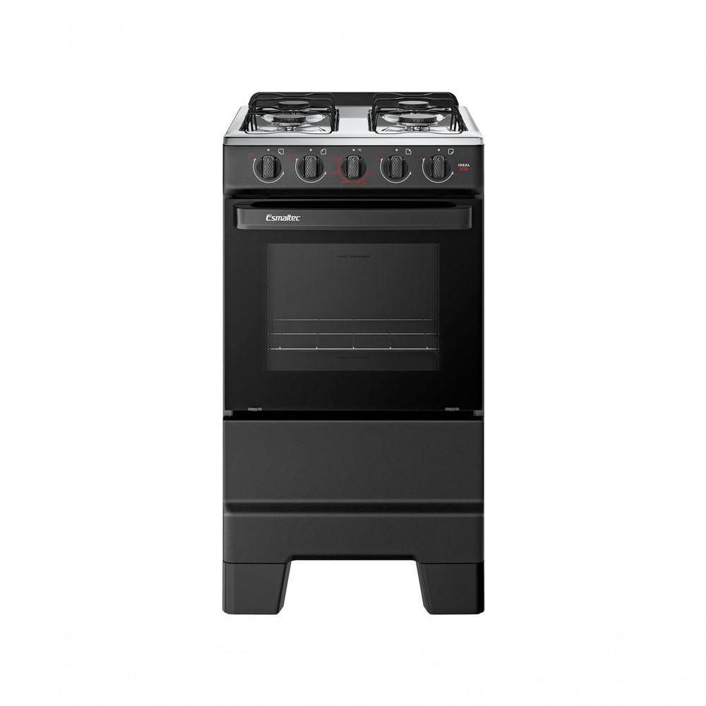 Fogão Esmaltec 4 Bocas Ideal Pop Acendimento Manual Preto Bivolt F4ISP4120PT