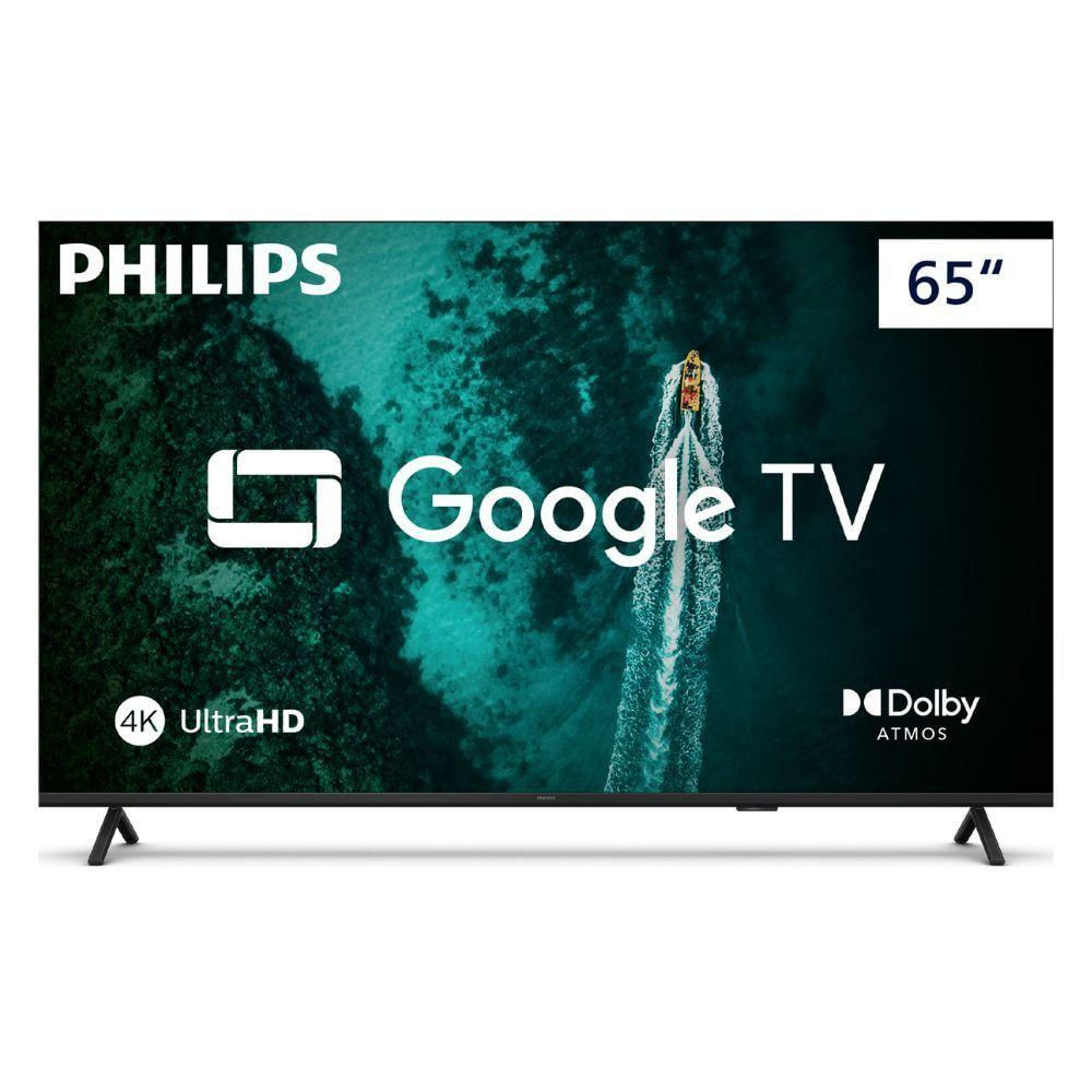 Smart TV Philips 65 4K Google TV Comando De Voz Preto Bivolt