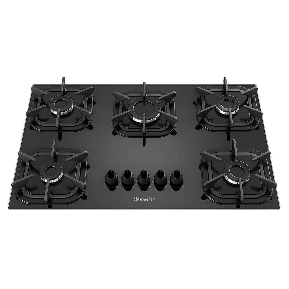 Cooktop G4 Mueller 5 Bocas a Gás Vidro Temperado Preto Bivolt