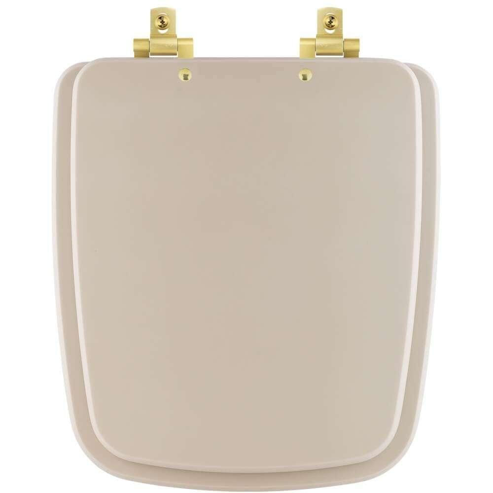 Tampa De Vaso Mdf Com Amortecedor Boss Beige (bege Fosco) Para Bacia Incepa Com Ferragem Dourada