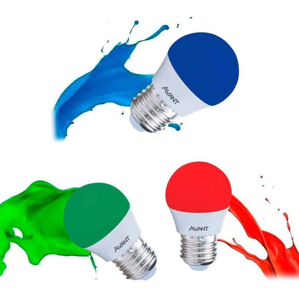 Lâmpada Led Bolinha E27 Avant Bivolt - 4w - Coloridas Cor Azul