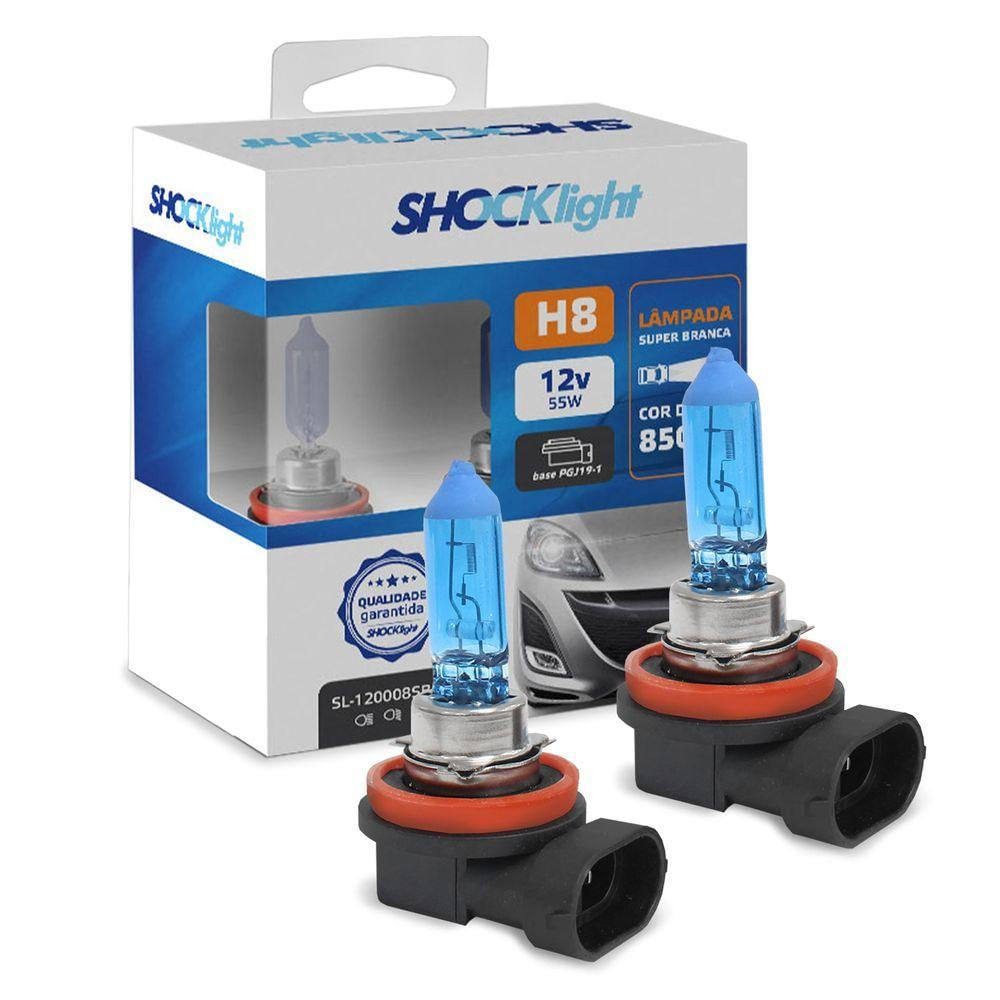 Kit Lâmpadas Halogena Super Branca H8 35w Pgj19-1 8500k Shocklight