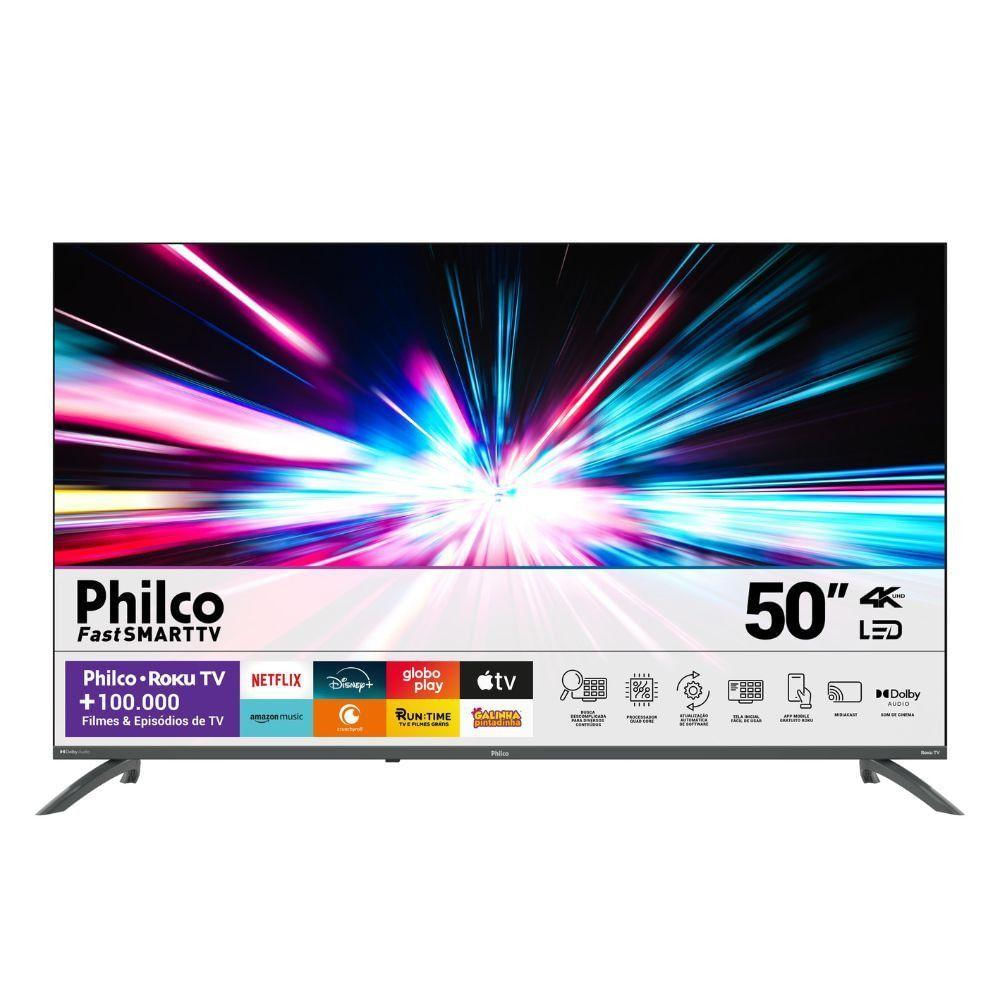 TV 50 Philco Smart 4K Roku PTV50VA4REGB Cinza Bivolt