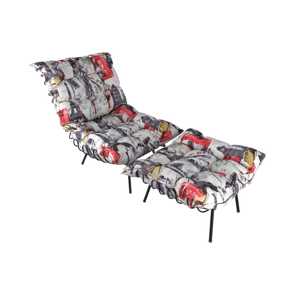 Poltrona Costela Com Puff Amalia Velluto Paris 3d Matrix Paris 3d