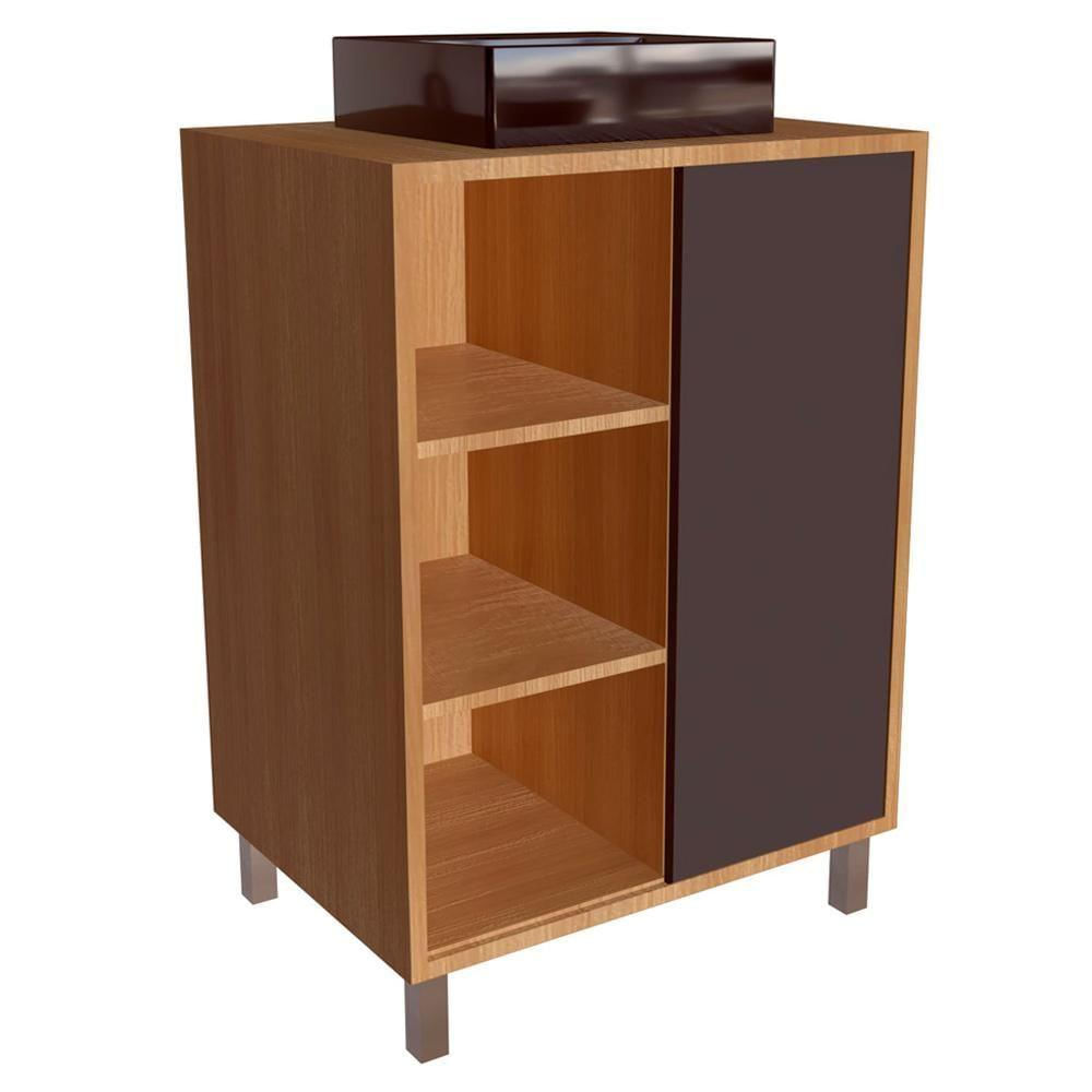 Gabinete 1 Porta Correr 60 Cm Cuba Preta Bl7250 Mell Grafite Faem Mell Grafite