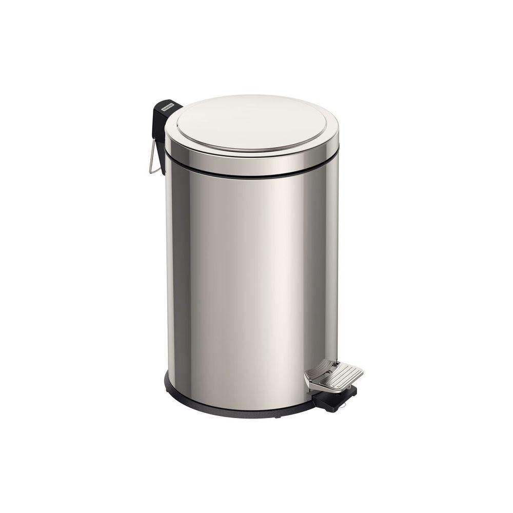 Lixeira Com Pedal De 12 L Em Aço Inox Polido, Com Balde Interno Removível E Tampa Com Sistema Stay Open.