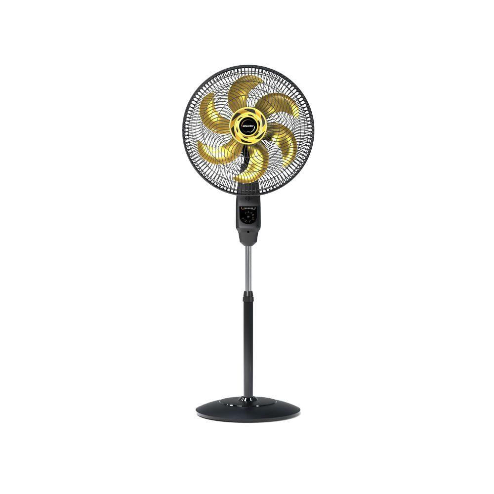 Ventilador de Coluna Mallory Chronos 6 Pás 140W Preto com Dourado - 220V