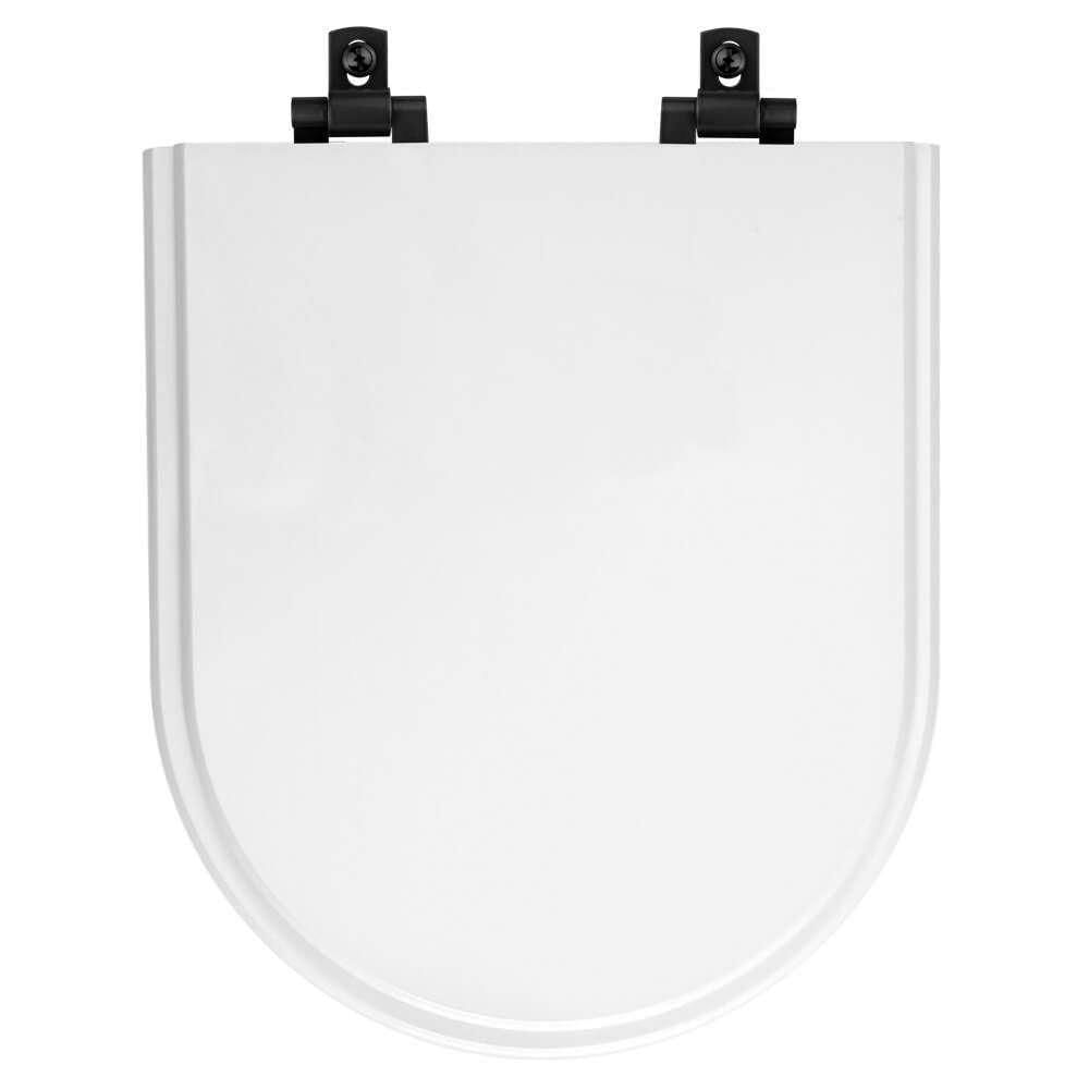 Tampa De Vaso Laqueado Com Amortecedor Carrara Branco Para Bacia Deca Com Ferragem Preta