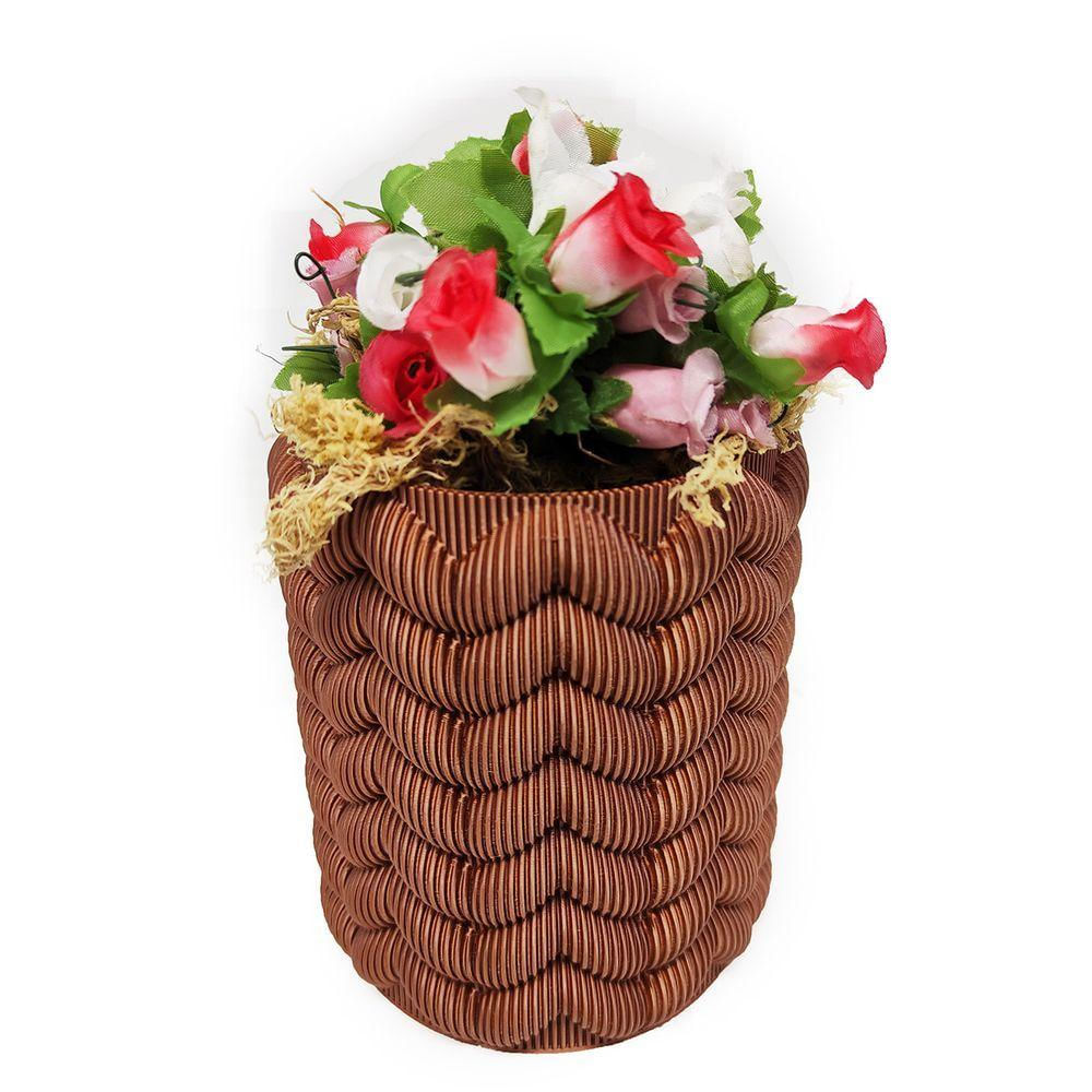 Vaso Porta Objeto 3d Decorativo Sala 12 Cm Bronze