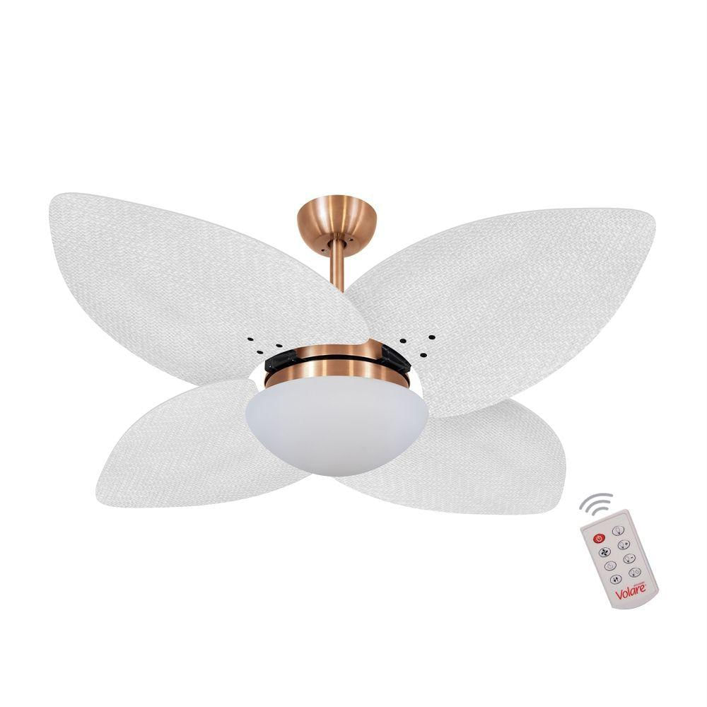 Ventilador De Teto Cobre 4 Pás Palmae Branco 127V