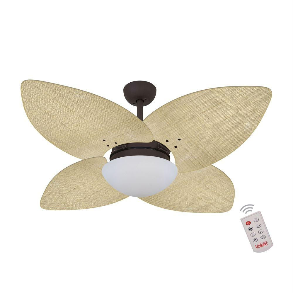 Ventilador De Teto Marrom 4 Pás Palmae Natural 127V