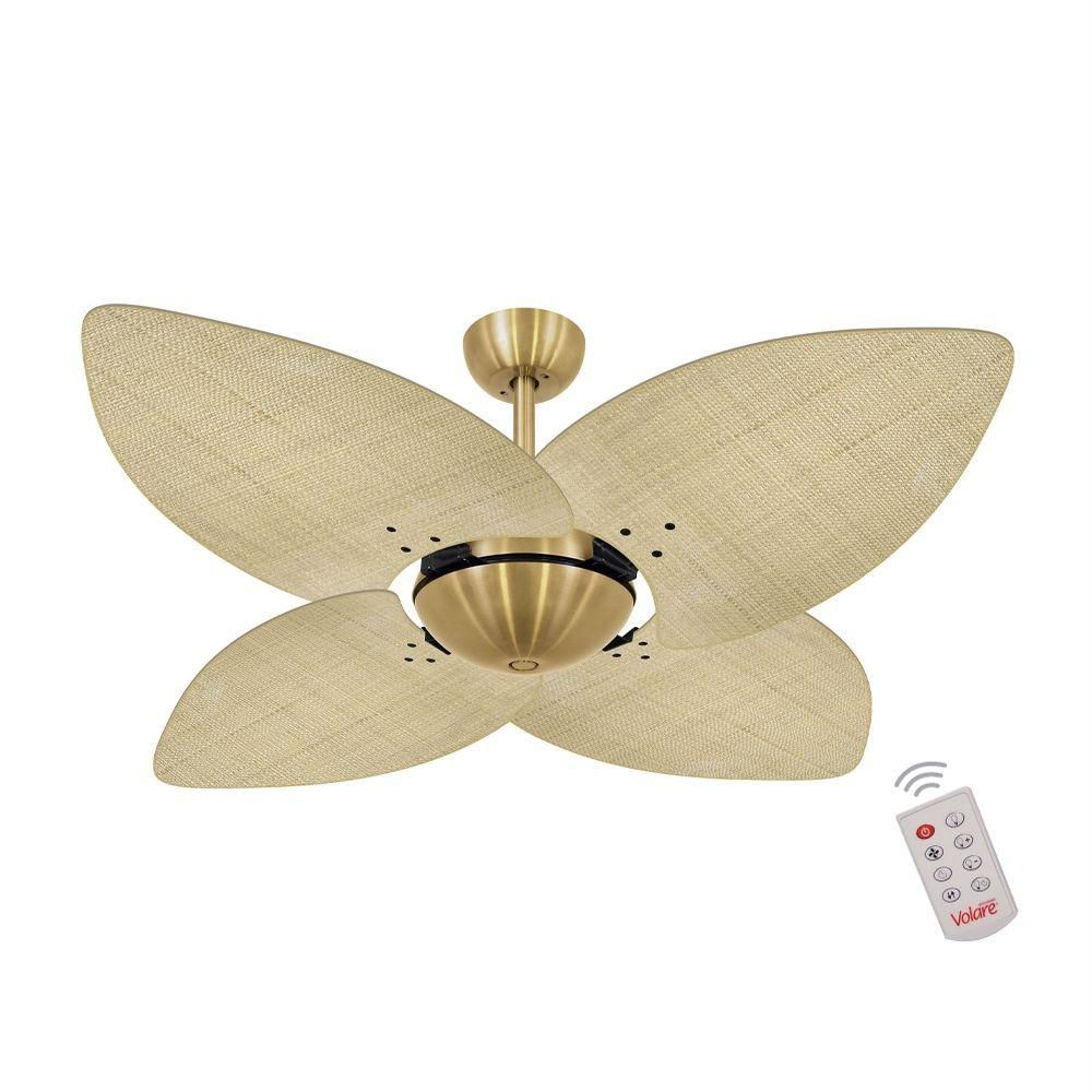Ventilador De Teto Dourado 4 Pás Palmae Natural 127V