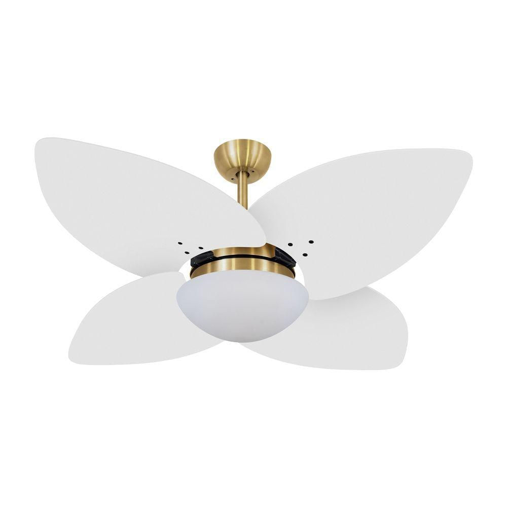 Ventilador De Teto Dormamu Dourado 4 Pás Branco 127V