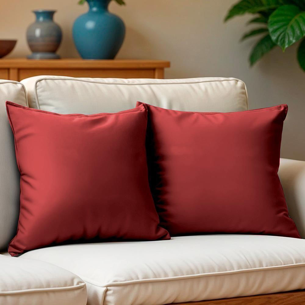 Kit 2 Capas De Almofadas Velusoft Vermelho 45x45cm Cama Inbox