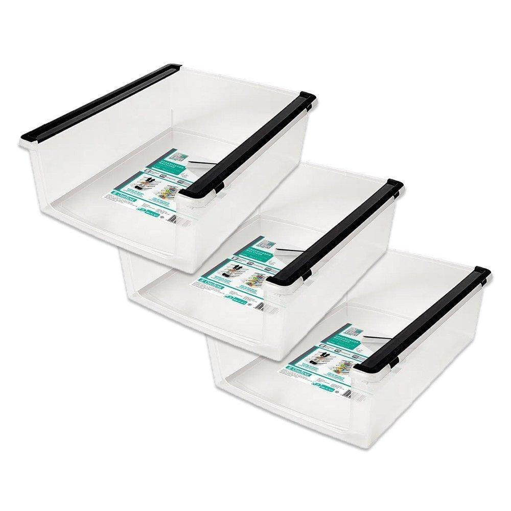 Kit Cesto Organizador Plástico Multiuso Empilhável 3 Unidades Ordene