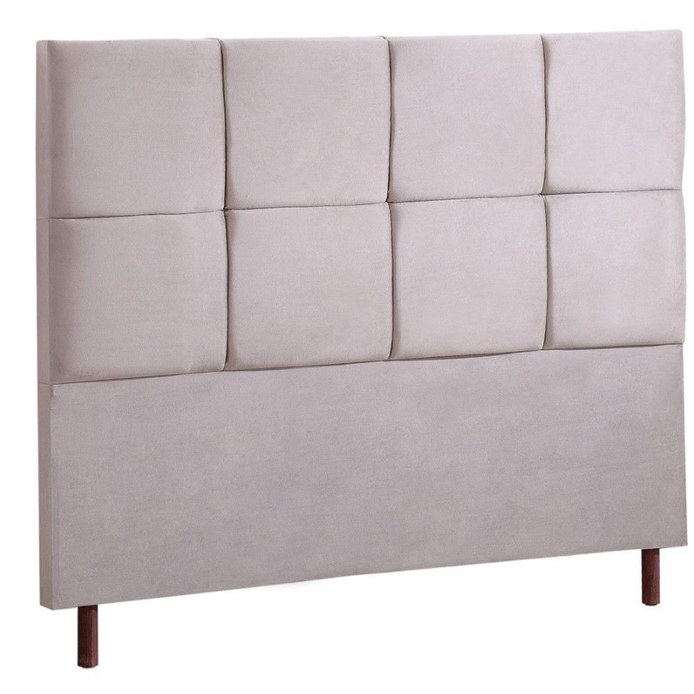 Cabeceira Casal Luxo Espanha Veludo Quadrada Mac Interiores Branco