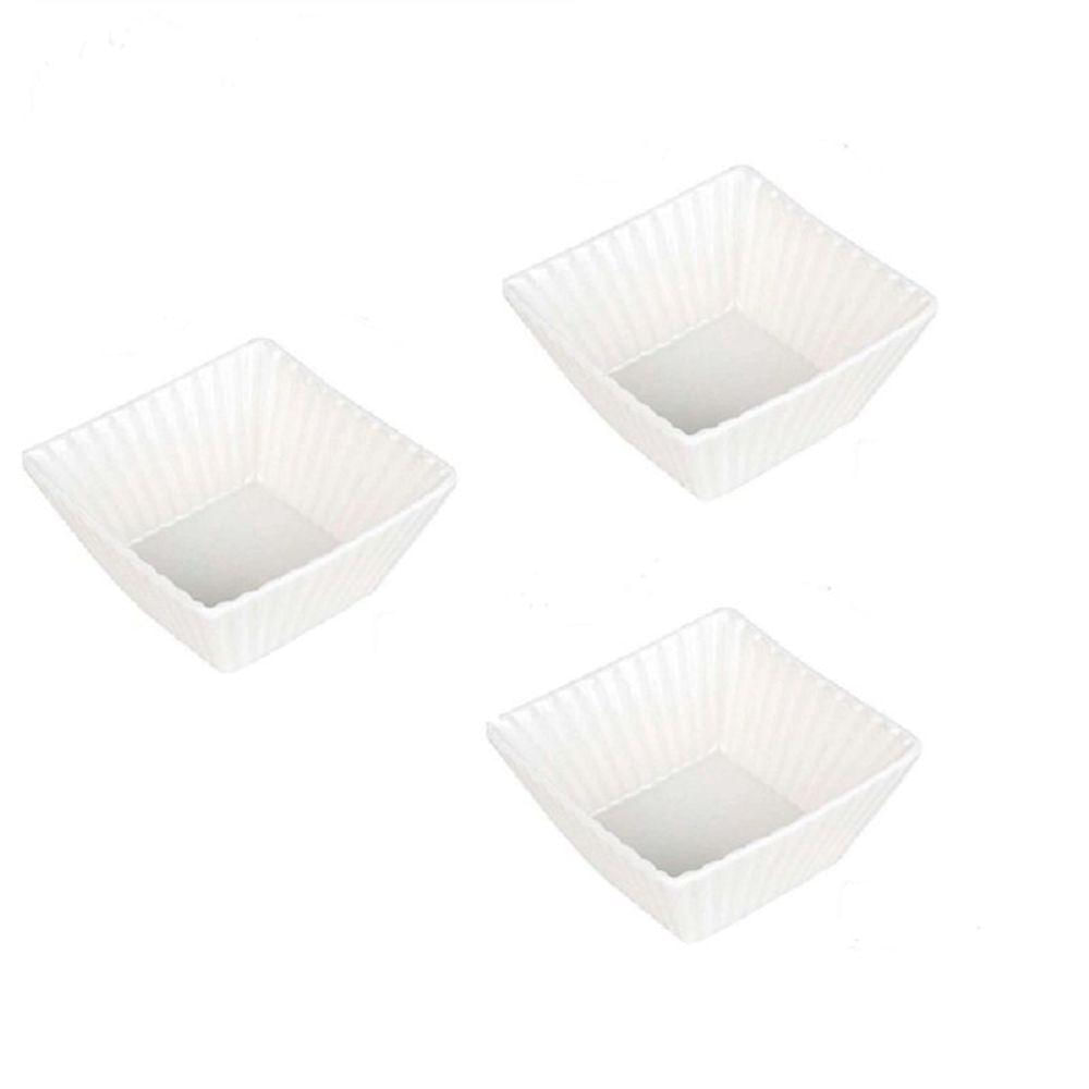 Conjunto Com 03 Petisqueiras De Porcelana Quadrada Pcln-073 - Haüskraft
