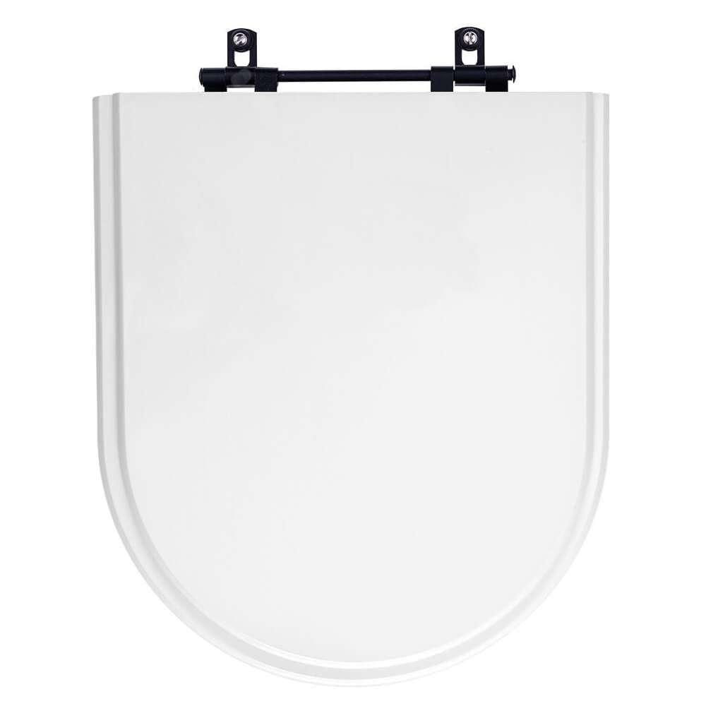 Tampa De Vaso Poliester Carrara Preto (ebano) Para Vaso Deca Com Ferragem Preta