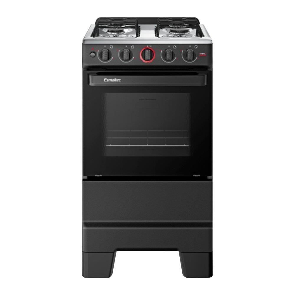 Fogão 4 Bocas Esmaltec Ideal Super F4IAP4121 Acendimento Automático Preto Bivolt