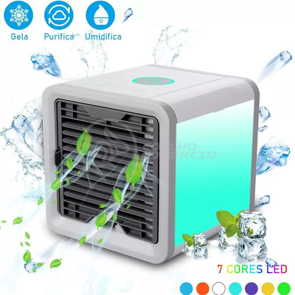 Ar Condicionado Portátil Arctic Air Cooler Umidificador Climatizador Luz Led 7 Cores Rgb
