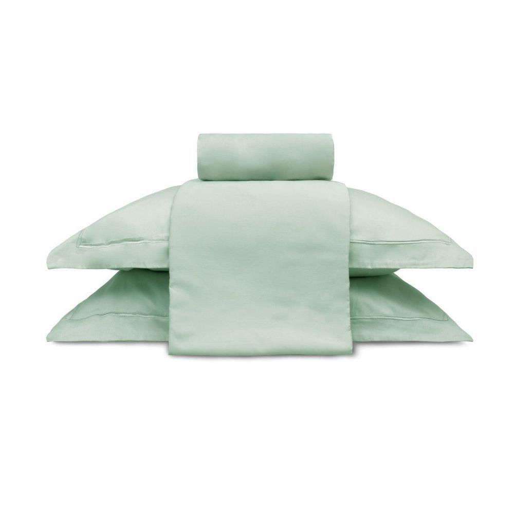 Jogo De Cama 300 Fios Treccenti 100% Algodão Appel Chá Verde - Queen