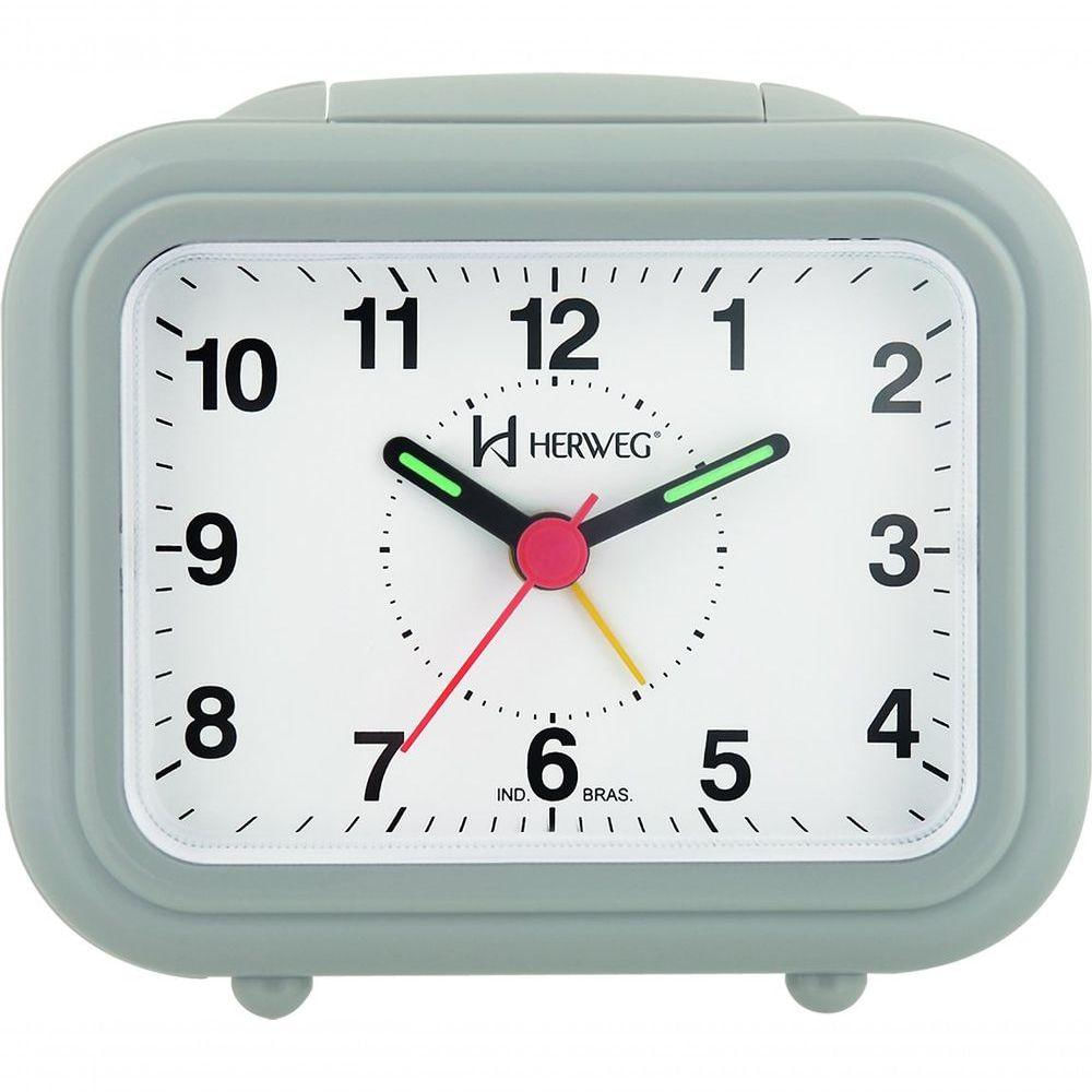 Relógio Despertador Quartz Luz Soneca Snooze Cinza - Cinza