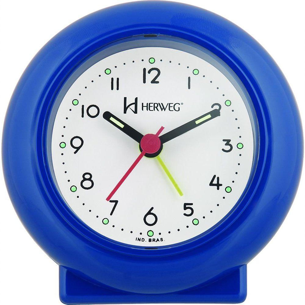 Despertador Analógico Redondo Tradicional Quartz Azul - Azul