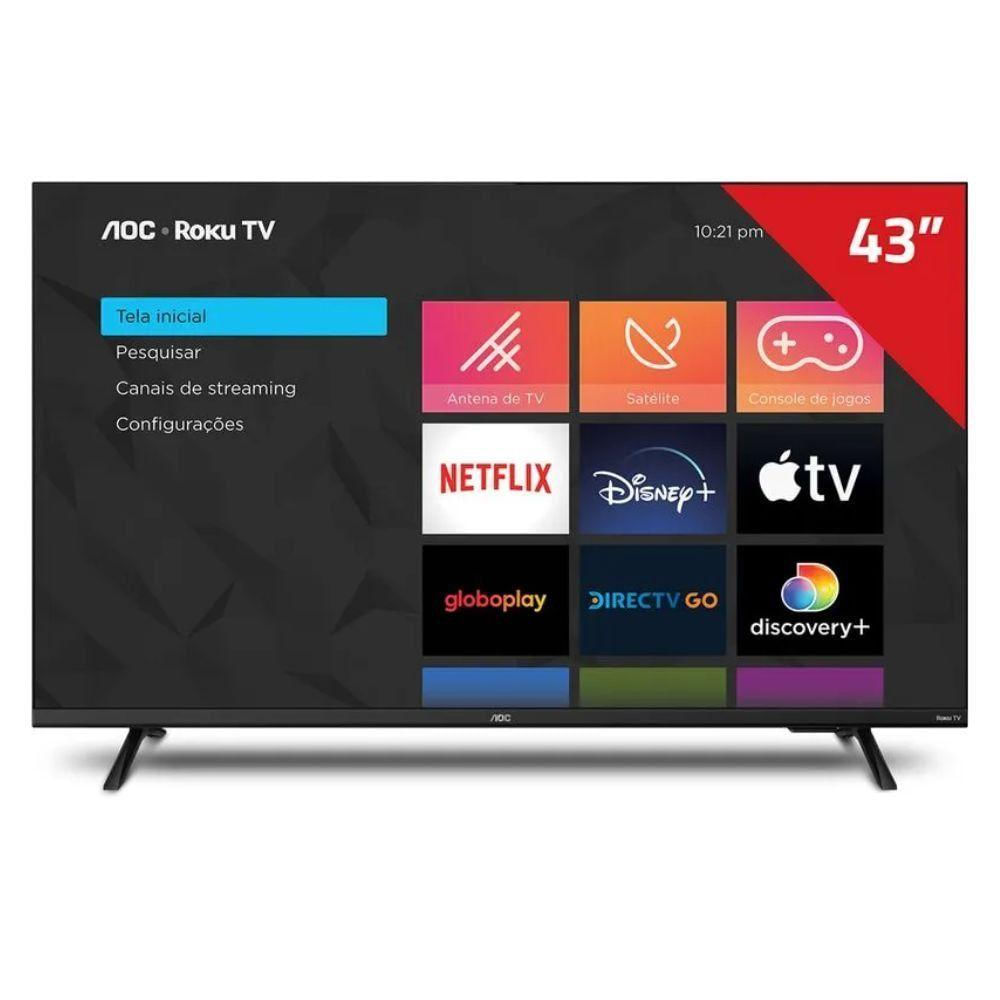 Smart TV AOC Roku 43 DLED HD Dolby Audio 43S5045/78G Preto Bivolt