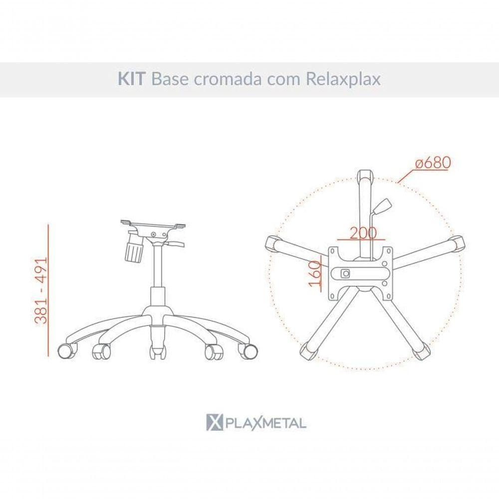 Base Cromado Com Relaxplax Com Rodízio Pu