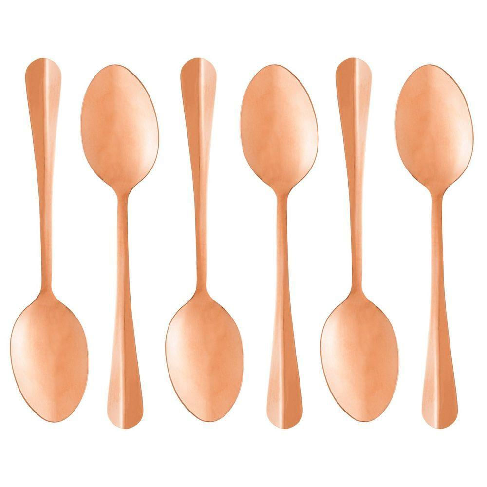 Conjunto Com 06 Colheres Para Mesa De Aço Inox Positano Rosé 18cm 1277 - Lyor