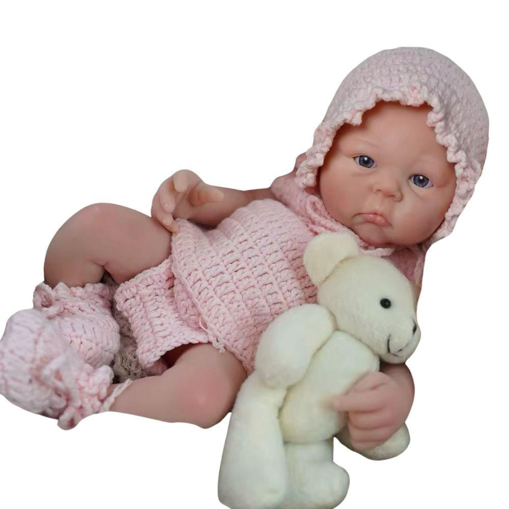Bebê Reborn Menina Toda Em Silicone Sólido Olhos Abertos Artesanal
