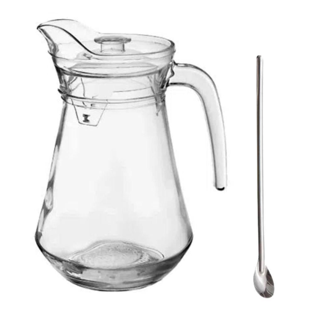 Jarra De Vidro Com Tampa Suco água 1.5 Litros + Colher Bailarina