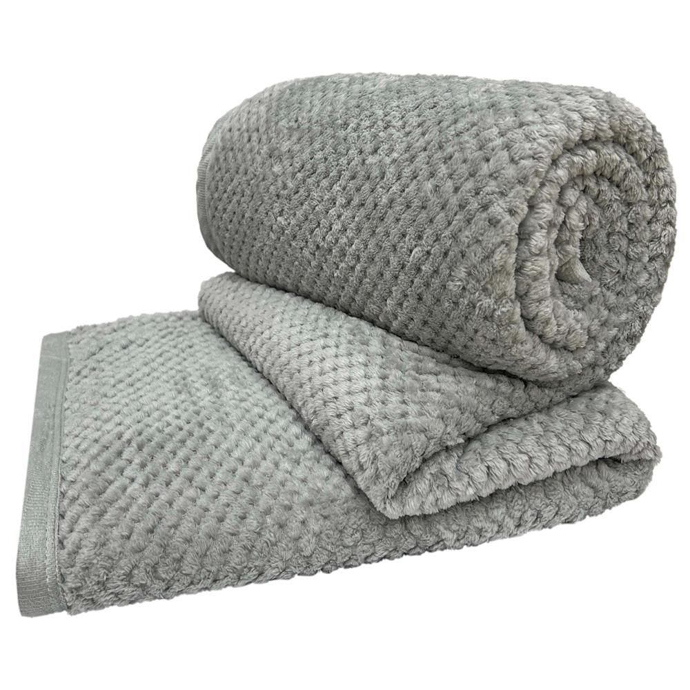 Cobertor Queen Popcorn Manta Flannel Extra Macia - Cinza
