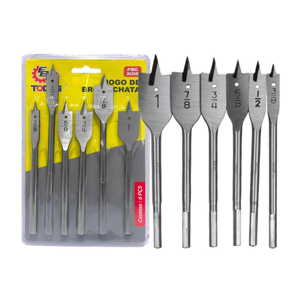 Jogo De Brocas Chatas Fbg Tools Madeira 6 Tamanhos