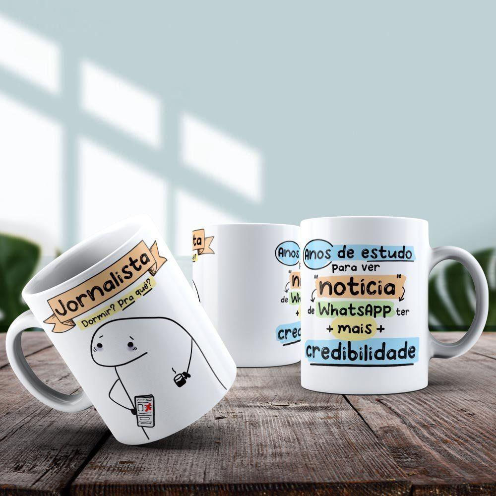 Caneca De Porcelana 325ml Flork Profissões Masculino Jornalista