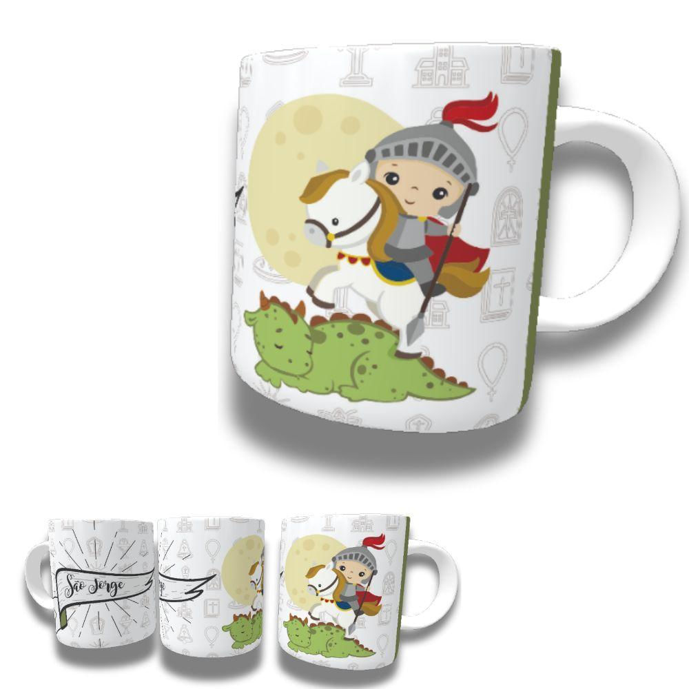 Caneca De Porcelana 325ml Santos Católicos Decorada São Jorge