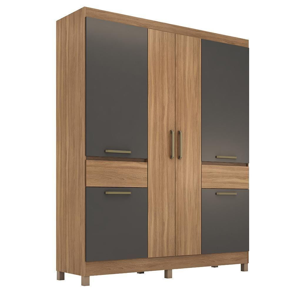 Guarda Roupa Casal Mauá 6 Portas Amêndola Touch Grafito Demóbile Amêndola Touch Grafito
