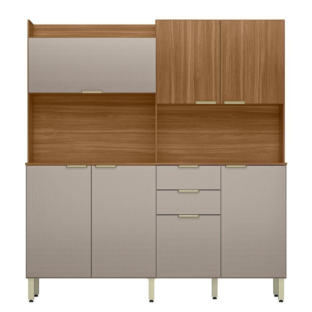 Cozinha Compacta Pitaya 7 Portas E 2 Gavetas Amêndola Touch Nude Prime Tx Demóbile