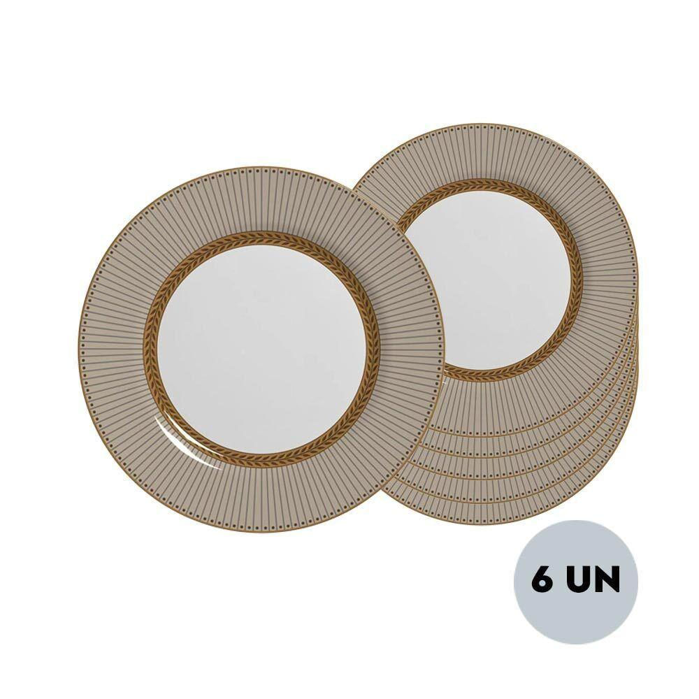 Jogo C-6 Pratos Raso Fendi Plus Cerâmica Alleanza 30cm