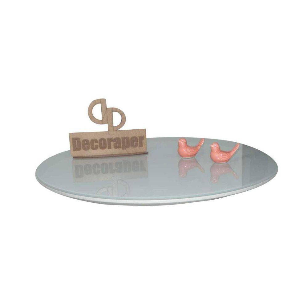 Prato Giratorio Com Vidro Laqueado 45cm Off White