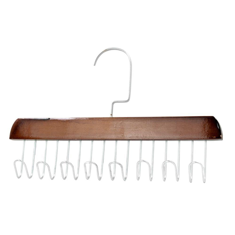 Cabide Madeira Rotativo Ganchos Organizador Armário Closet Marrom